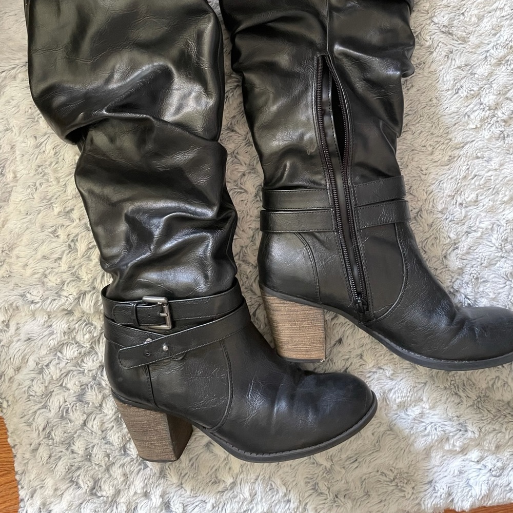 Black knee high boots